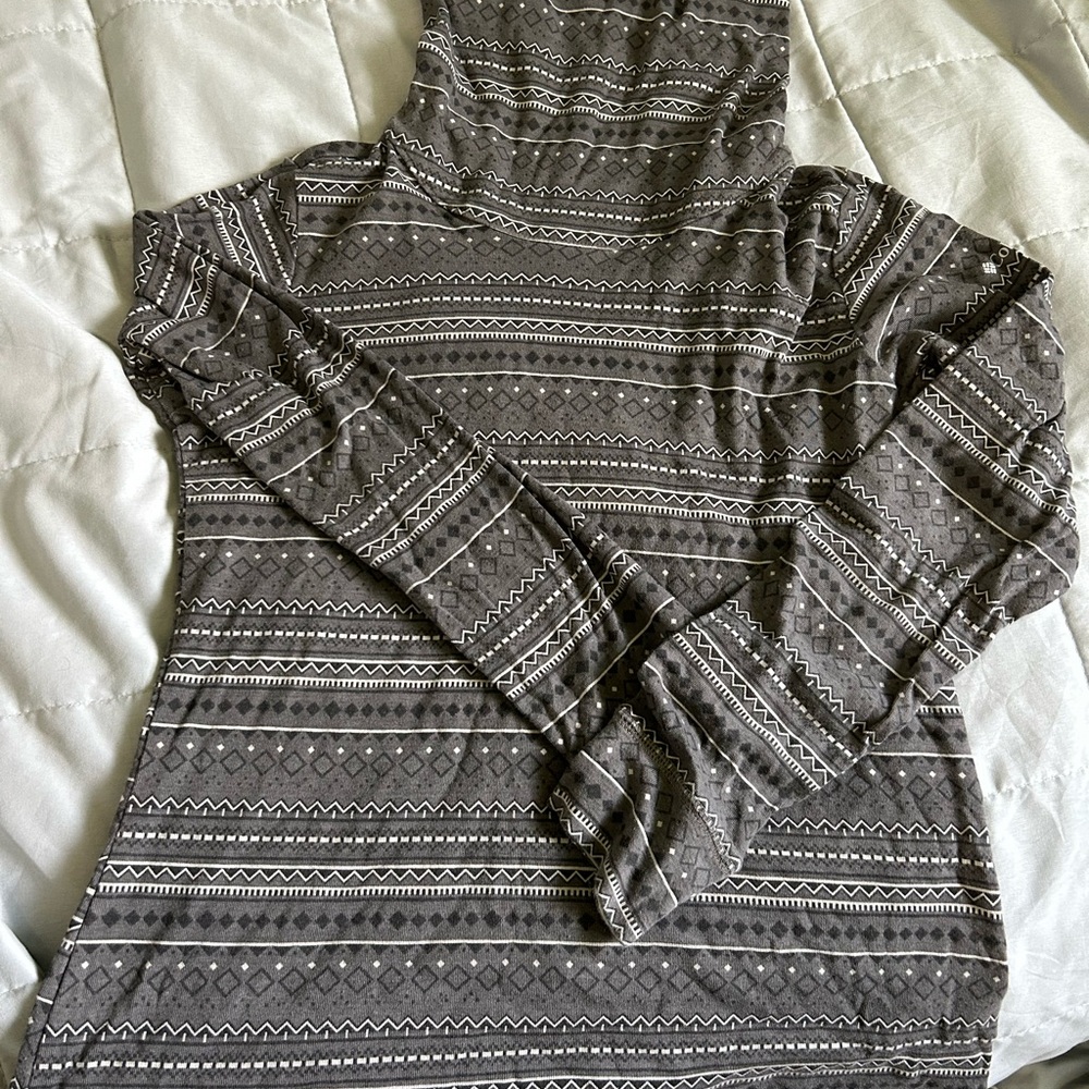Columbia Gray Cowl Neck Sweater with Geometric Pattern